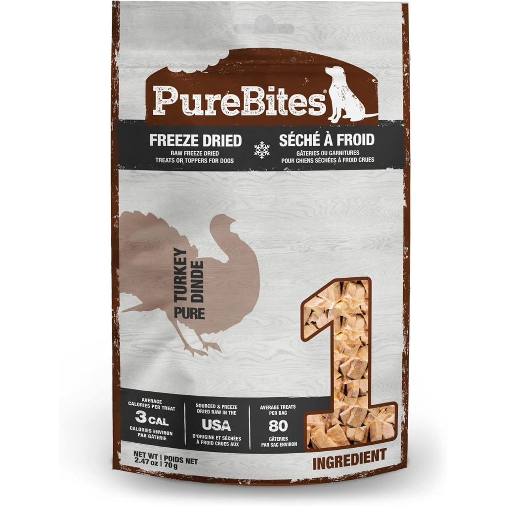 PureBites Turkey Freeze Dried Dog Treats 2.47 oz.