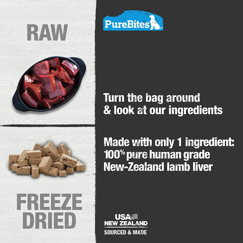 PureBites Lamb Liver Freeze Dried Treats 3.35 oz. Bag