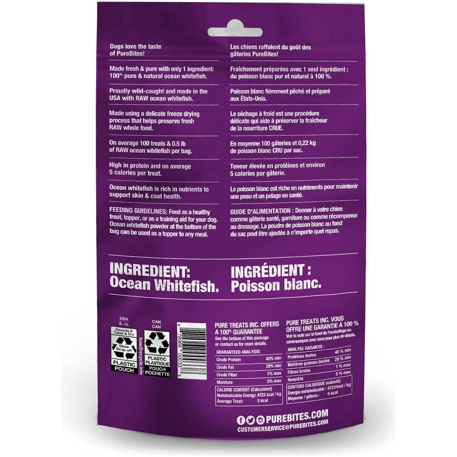 PureBites Ocean Whitefish Freeze-Dried Treats for Dogs